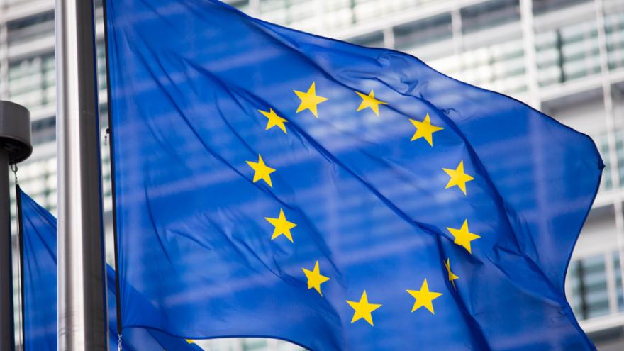 Fahne der Europäischen Union weht im Wind